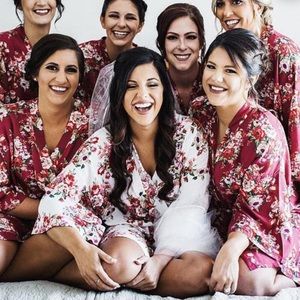 Satin floral kimono robe